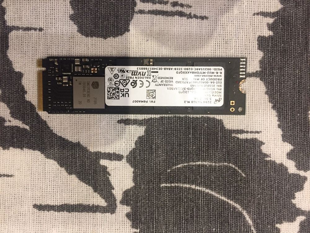 SSD, Micron 512Gb, M2, 2280, NVMe 3.0 x 4