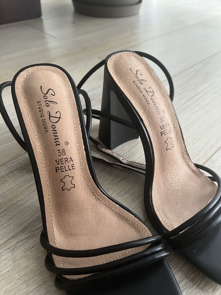 Sandale cu toc, piele naturala, 38