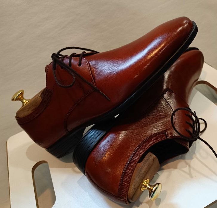 Pantofi derby 41 plain toe premium Whild Rhino NOI piele naturala moal