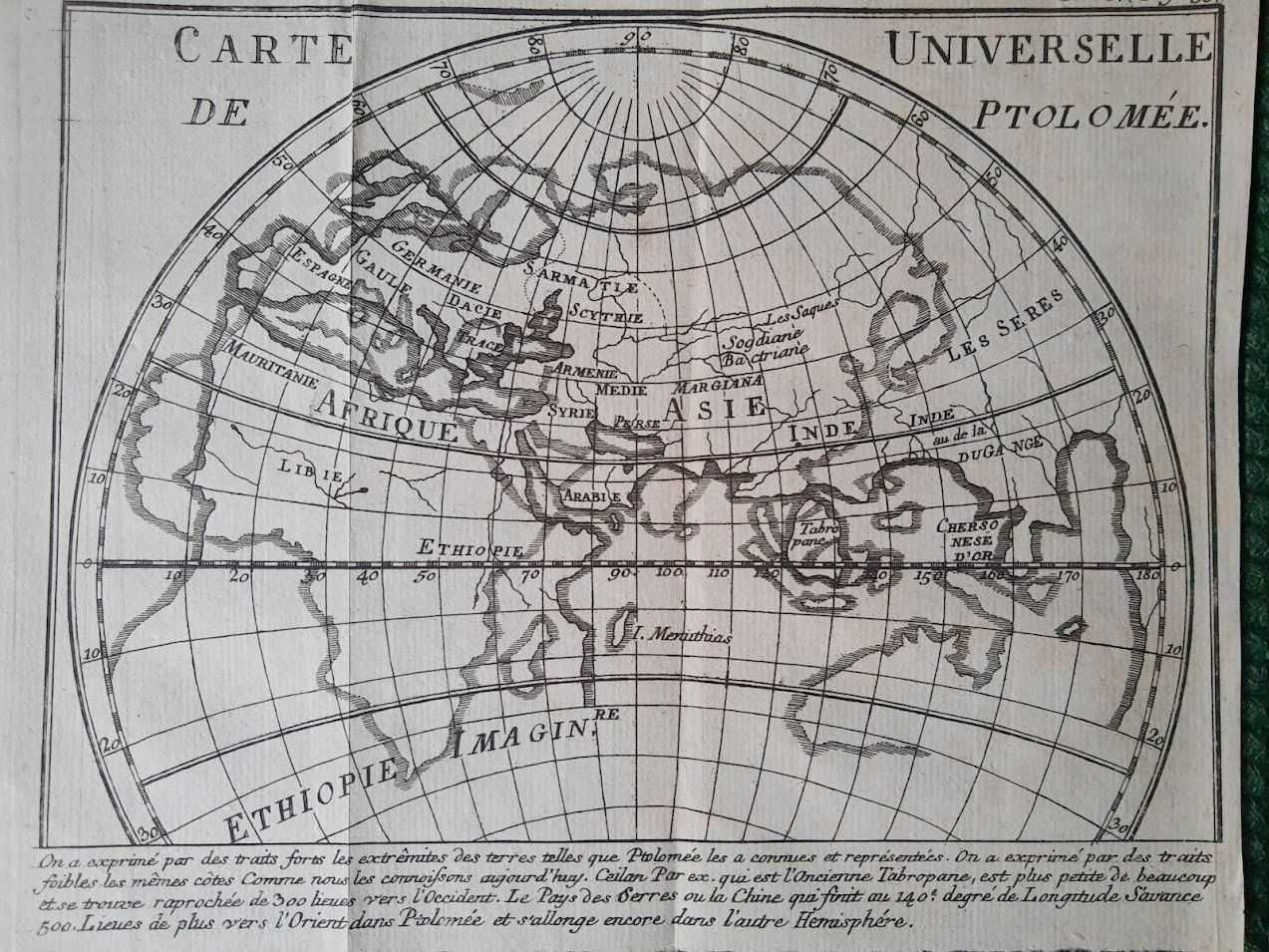 Harta a Lumii Antice, dupa Ptolemeu, tiparita in 1739