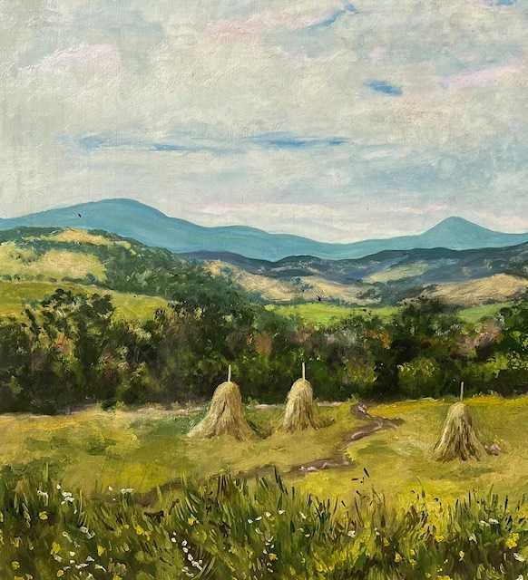*PEISAJ CU CĂPIȚE* Tablou VECHI, ulei/c, semnat. 80x60cm