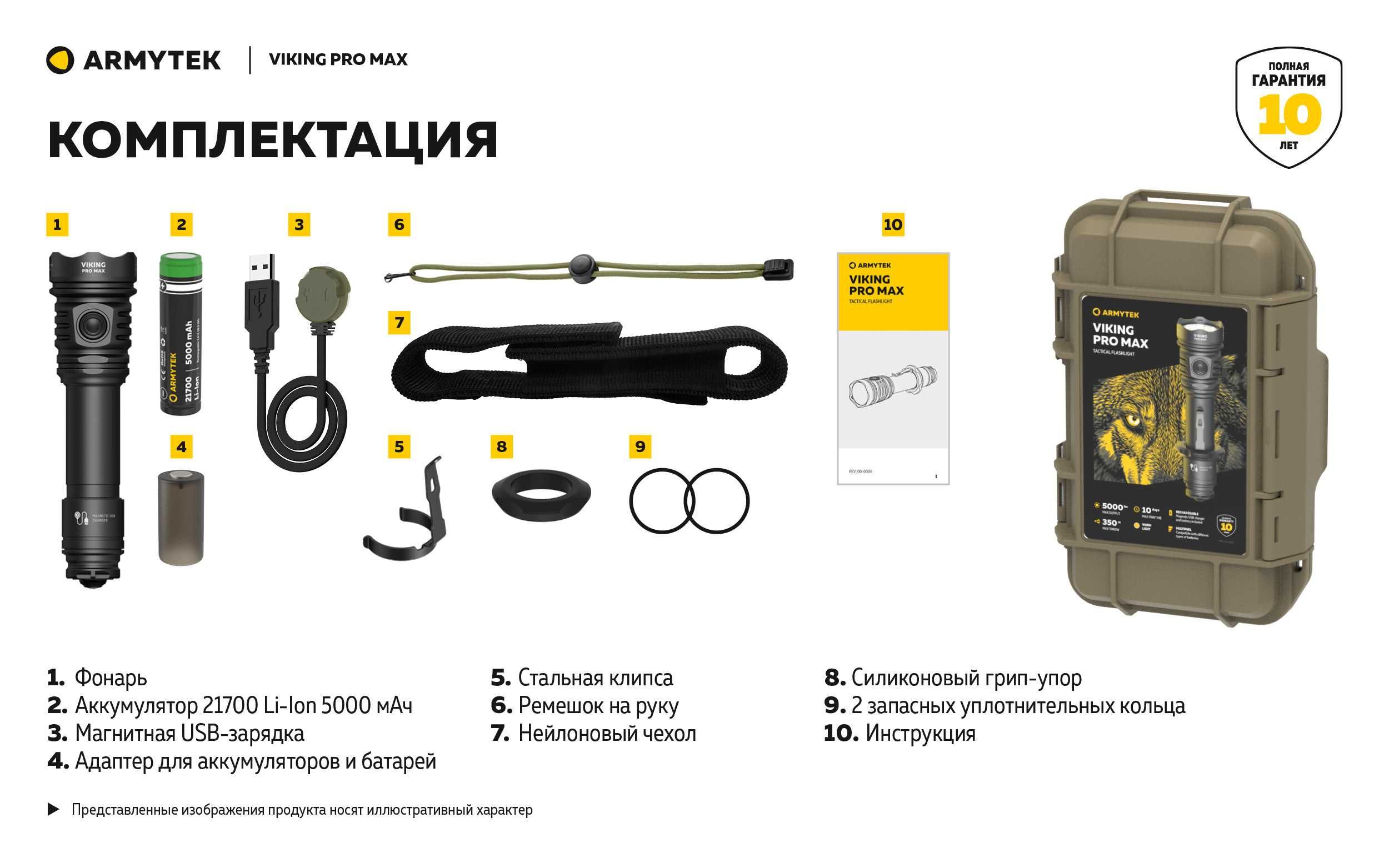 Тактический-охотничий фонарь Armytek Viking Pro Max(новый модель 2025)