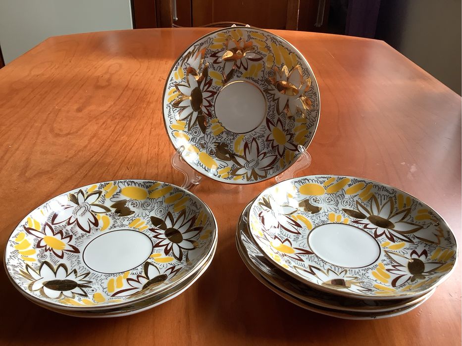 Блюдце ЛФЗ  золотые ромашки