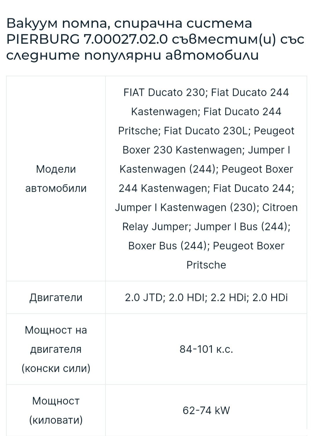 Вакуум помпа за Фиат,Ситроен,Пежо/Fiat,Citroen,Peugeot