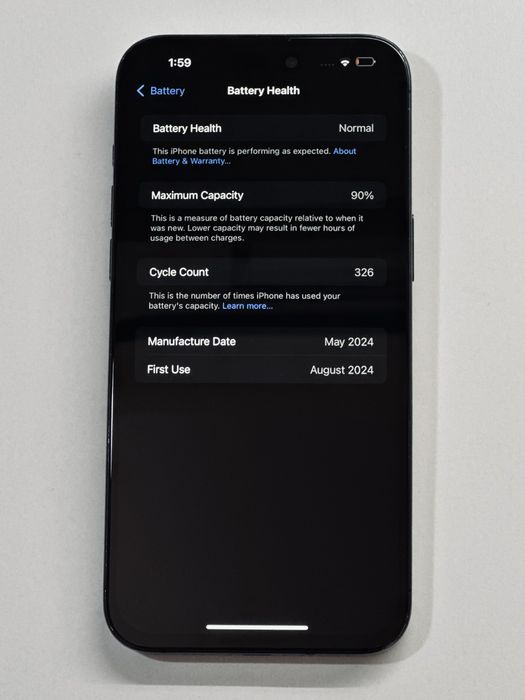 iPhone 15 ProMax Black 90% battery