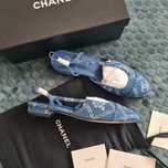 Chanel flats balelt - denim, piele naturala/size 38/remium