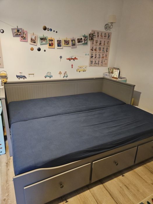 Cadru divan cu 3 sertare, gri 80x200