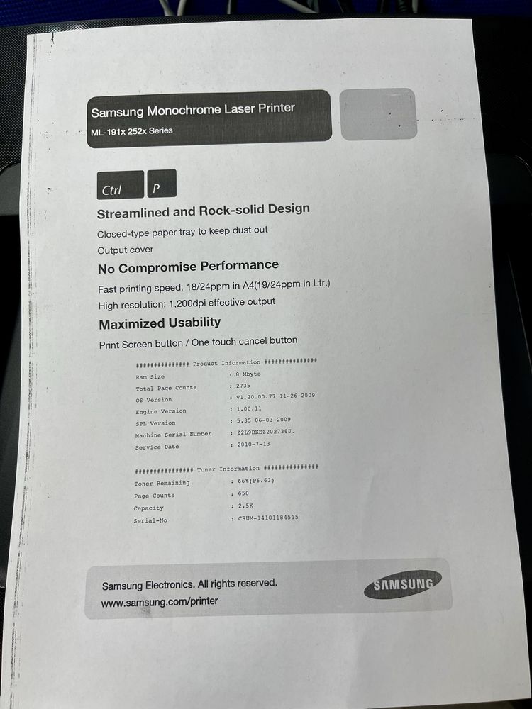 Лазерен принтер Samsung ML-1915