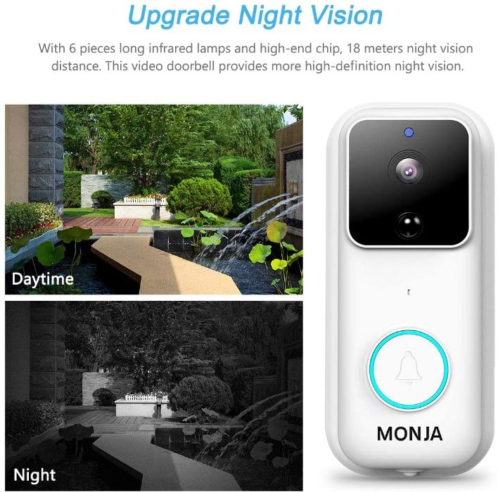 Monja Sonerie Video Smart FHD 1080P Wireless Security Camera wide 170°