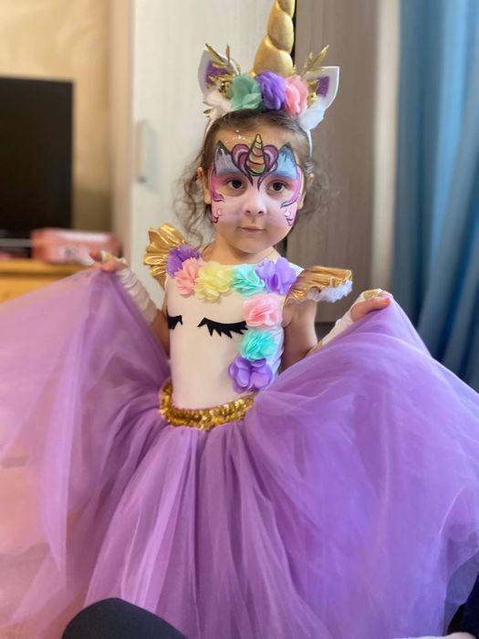 Ободок для девочки "Единорожка" + белые перчатки