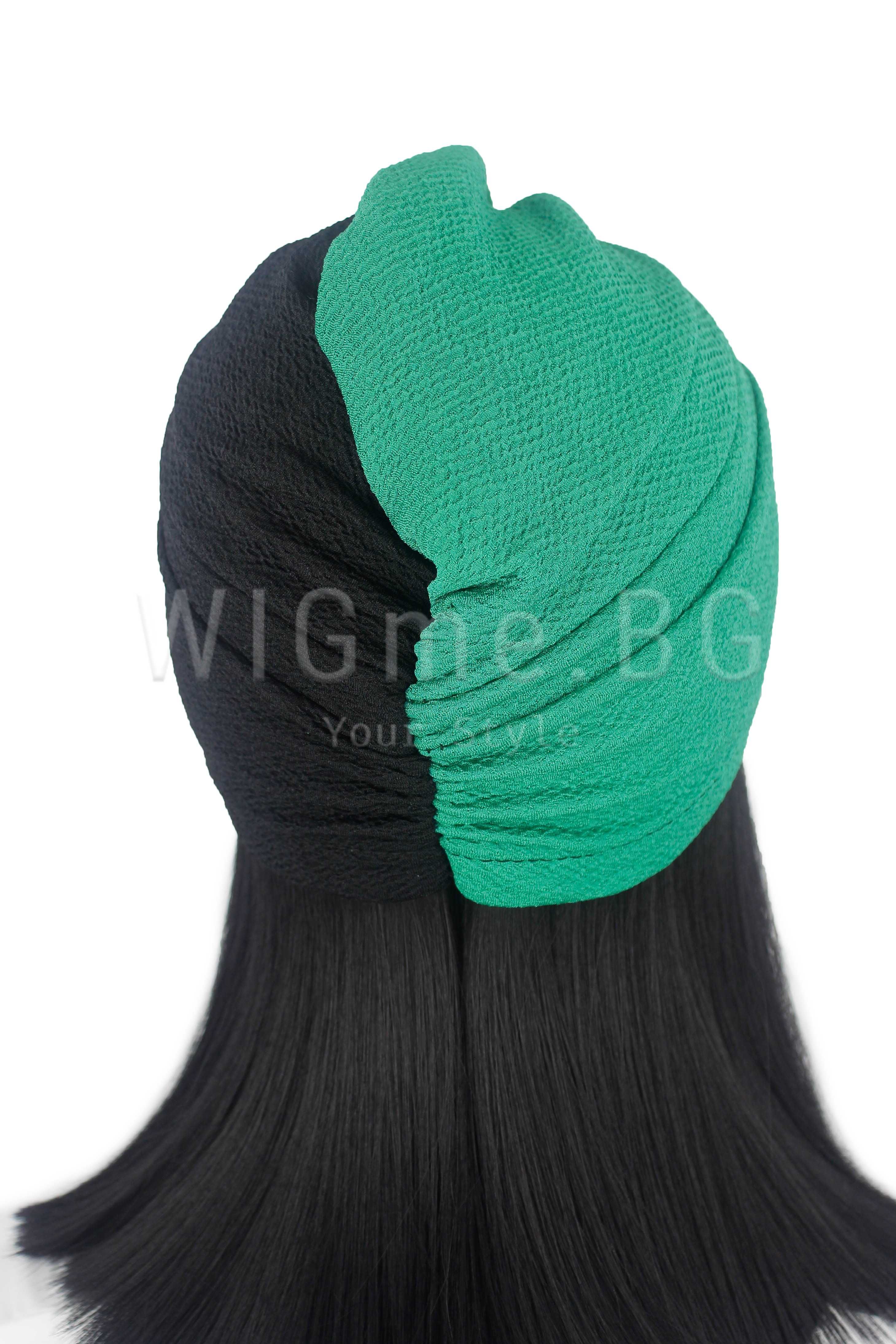 Тюрбан - туист за коса в черно и зелено