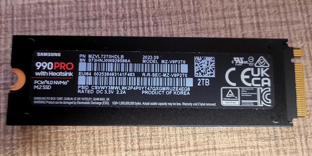 NVME SSD 2TB Samsung 990 PRO with Heatsink PCIe 4.0 PS5 MZ-V9P2T0