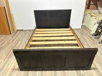 Cadru de pat Vintage din Lemn; Cadru de Pat cu Somiera 190x135 cm