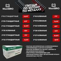 Дюбель гвозди по бетону металлу кирпичу 16-38мм (обычные и кованые)