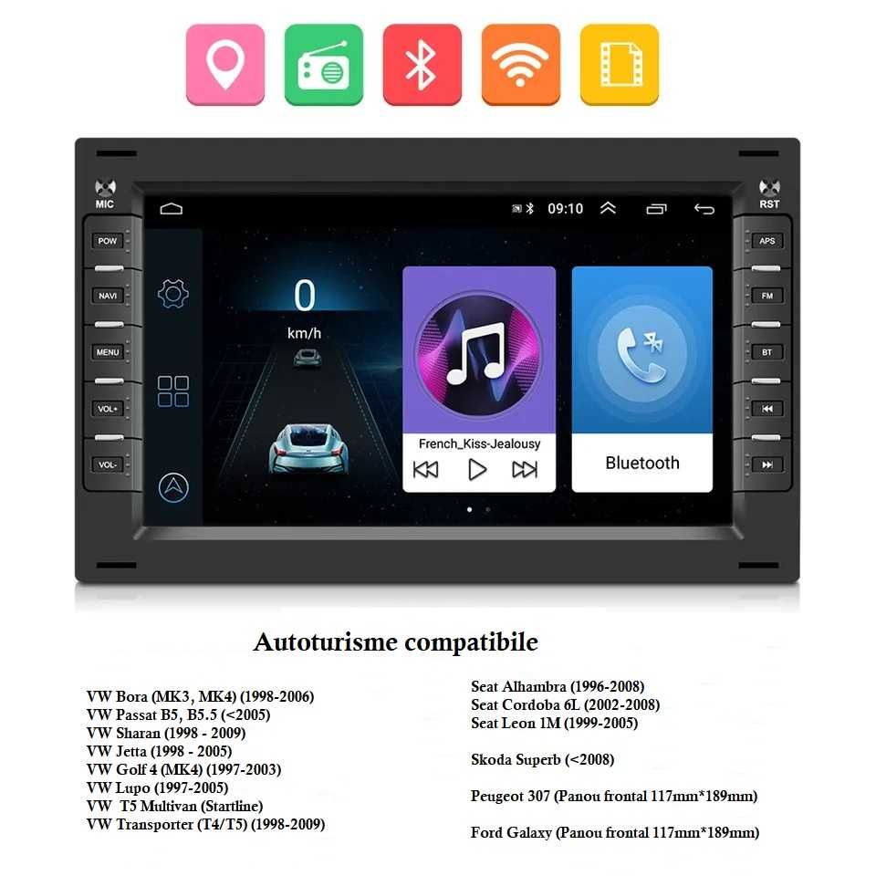 Navigatie Android VW Polo, Passat B5, Bora, Golf 4, Sharan T5, T4