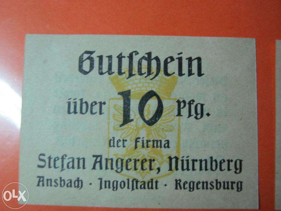 Bancnote de necesitate,2 buc.10,25pfg.Germania.WW1.