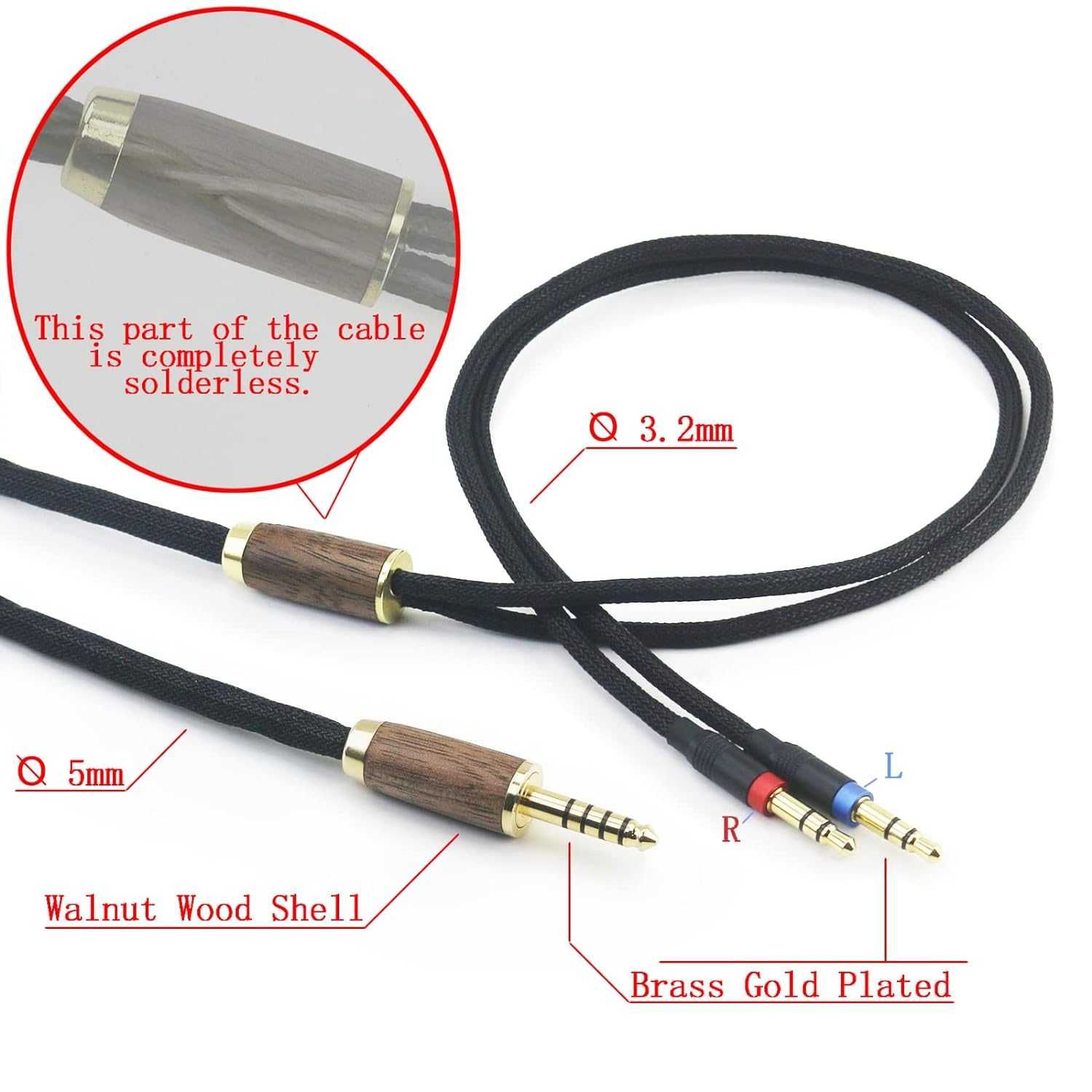 ABLET 3m 4,4 mm кабел за слушалки Hifiman 7N OCC, (2 x 3,5 mm версия)