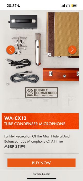 Ламповый конденсаторный микрофон Warm Audio WA-CX12