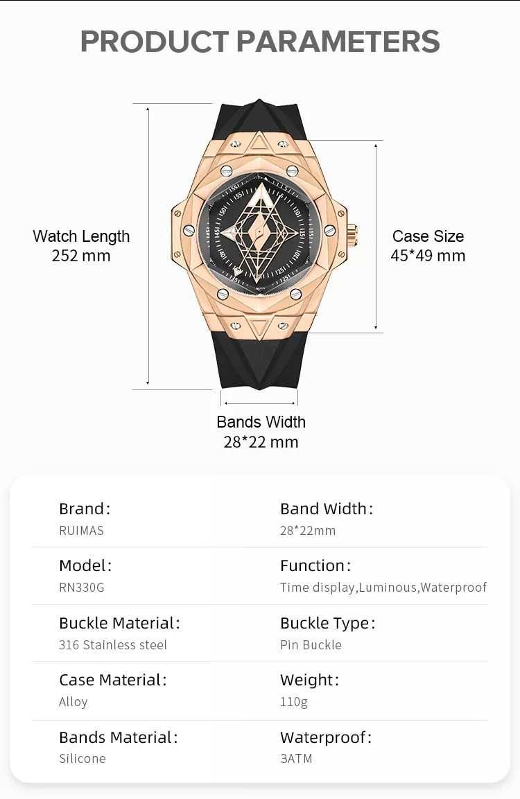 Мужские часы с дизайном Кристалл. Водонепроницаемые. Гарантия