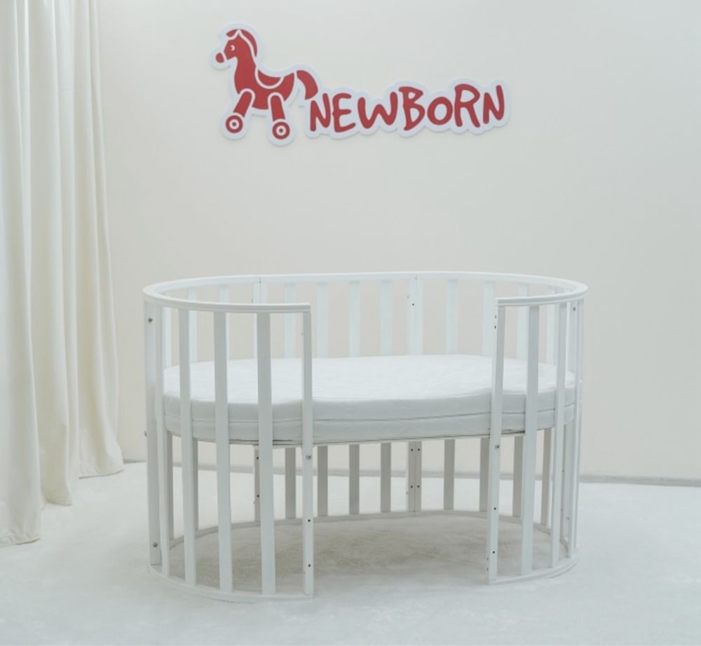 Newborn Детская кроватка трансформер 7 в 1 матрас, маятник