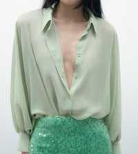 Camasa Zara verde menta XS
