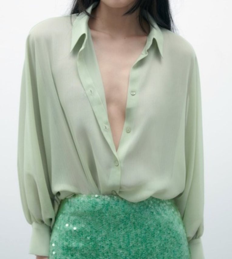 Camasa Zara verde menta XS
