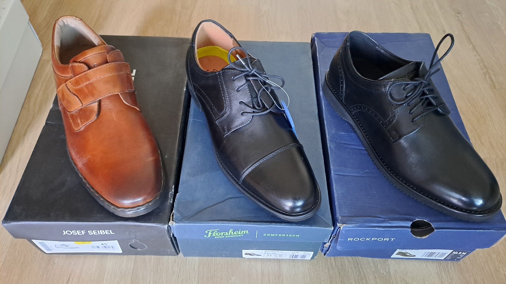 Мъжки кожени обувки Geox,Clarks,Florsheim,Rockport-номер 45;44.5