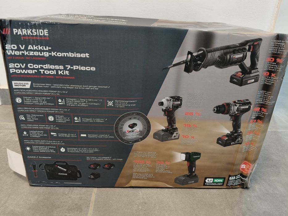 Set parkside performance 7 piese impact percuție ferăstrău sabie