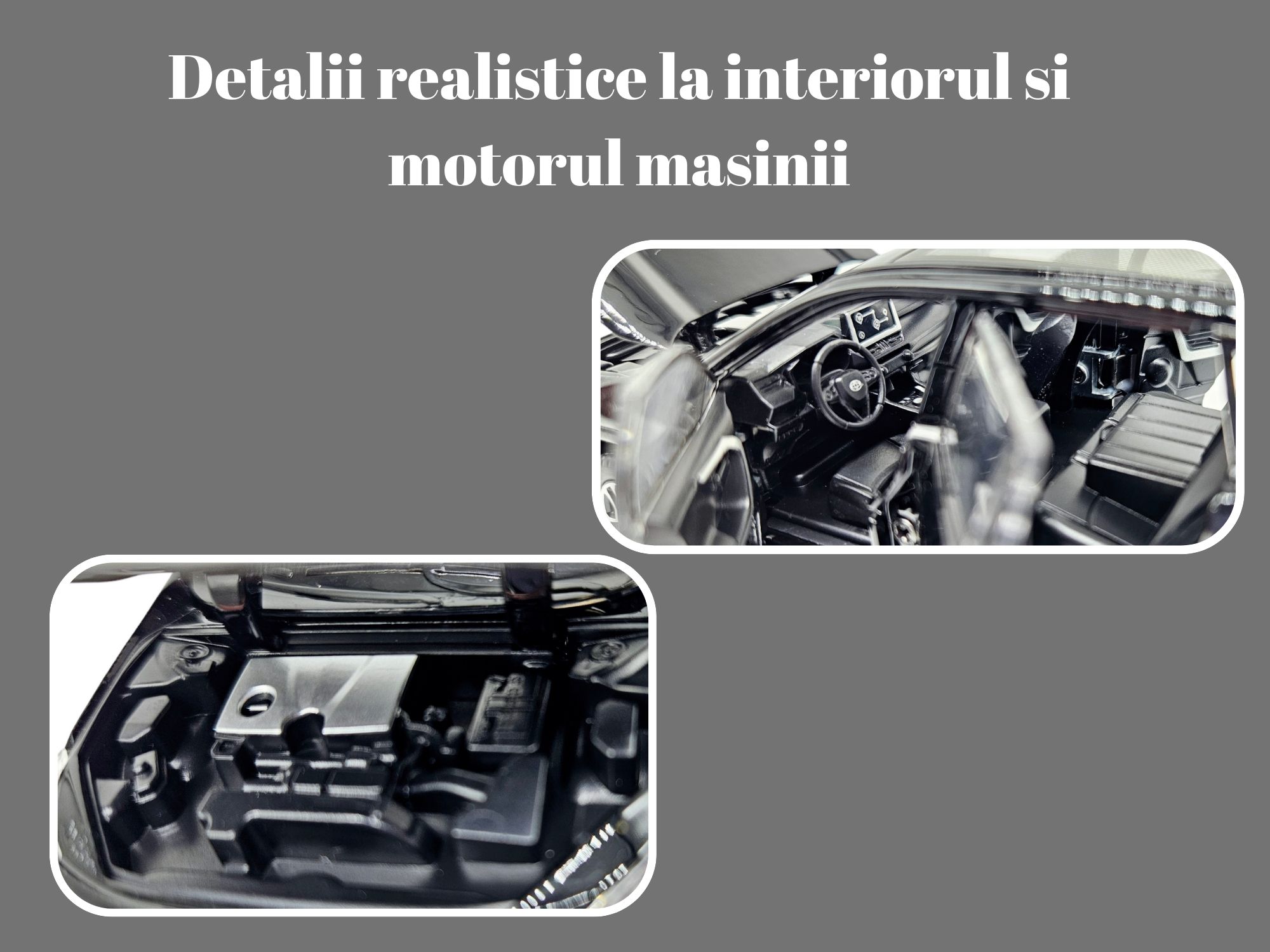 Masinuta metalica Toyota RAV 4,sunete si lumini, usi mobile,17cm,Negru