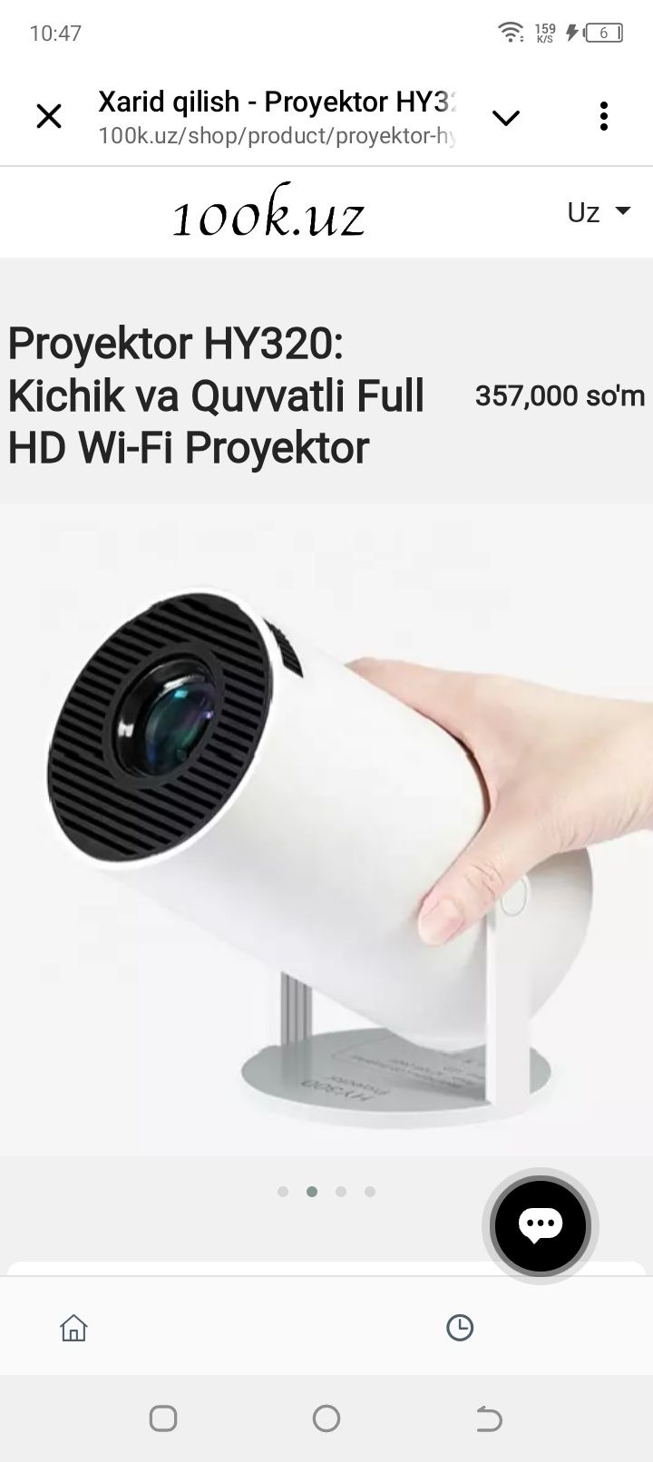 Proyektor HY320 kichik va quvvatli ful HD