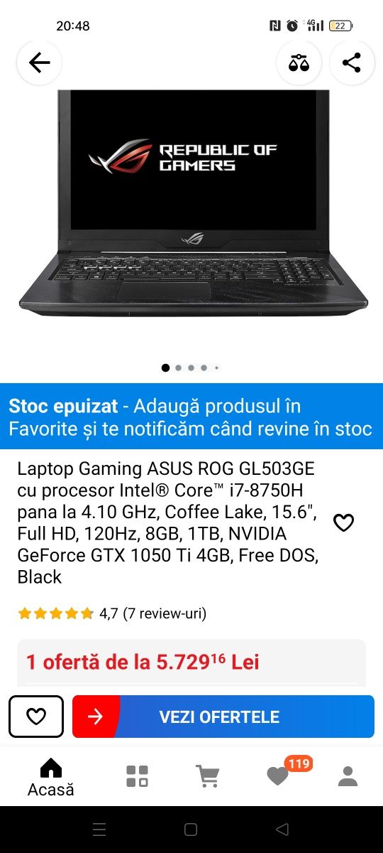 schimb asus rog strix i7 gen 8 cu pc