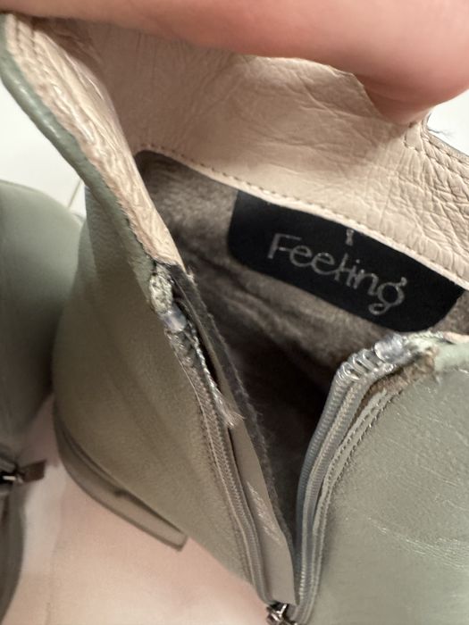 Ghete din piele naturala Kaki