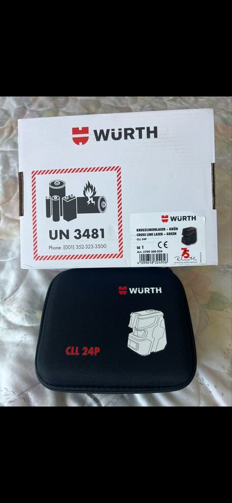 Линеен Лазерен нивелир CLL 24P, Würth, с зелен лъч