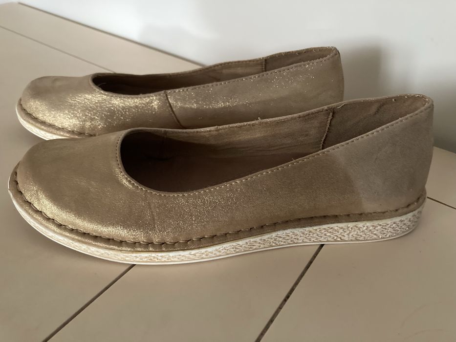 Balerini din piele, culoare aurie, marime 39