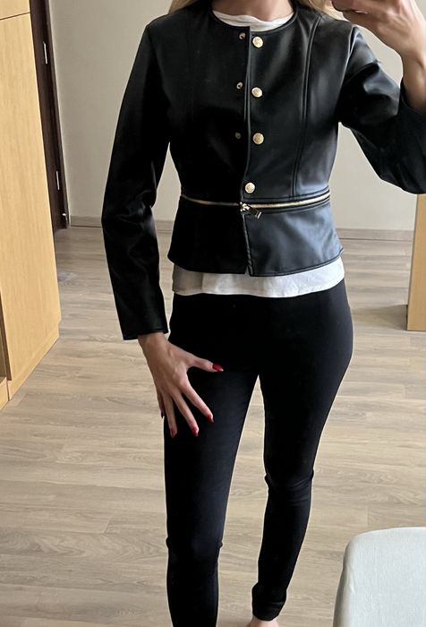 Черно кожено яке Zara