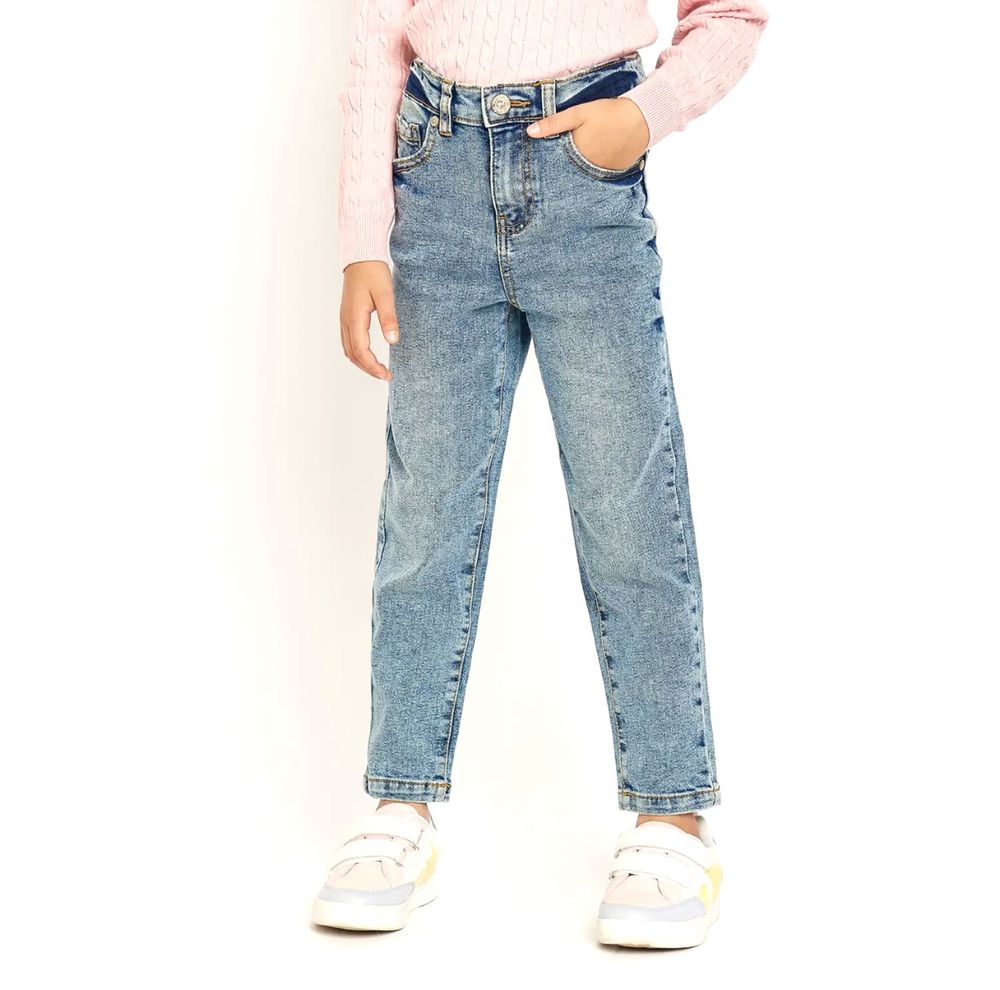Стильные прямые голубые джинсы на лето весну на девочку 116