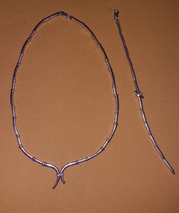 Set lant si bratara Argint 925 cu pietre semipretioase