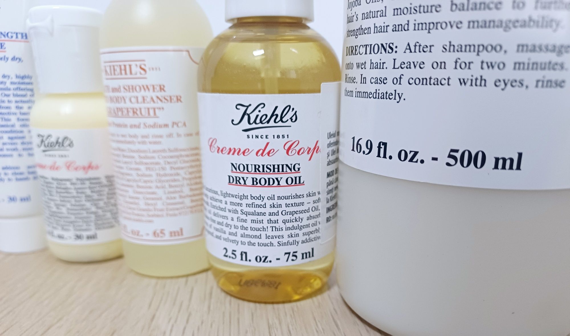 Set Kiehl's păr corp hidratare ulei cocos jojoba vanilie migdale cadou