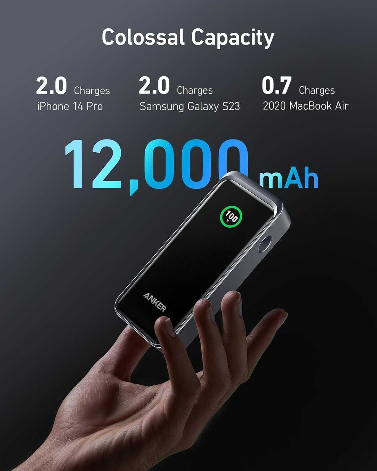 Anker Prime 12,000mAh Power Bank (130W) iPhone 15/14/13 , MacBook