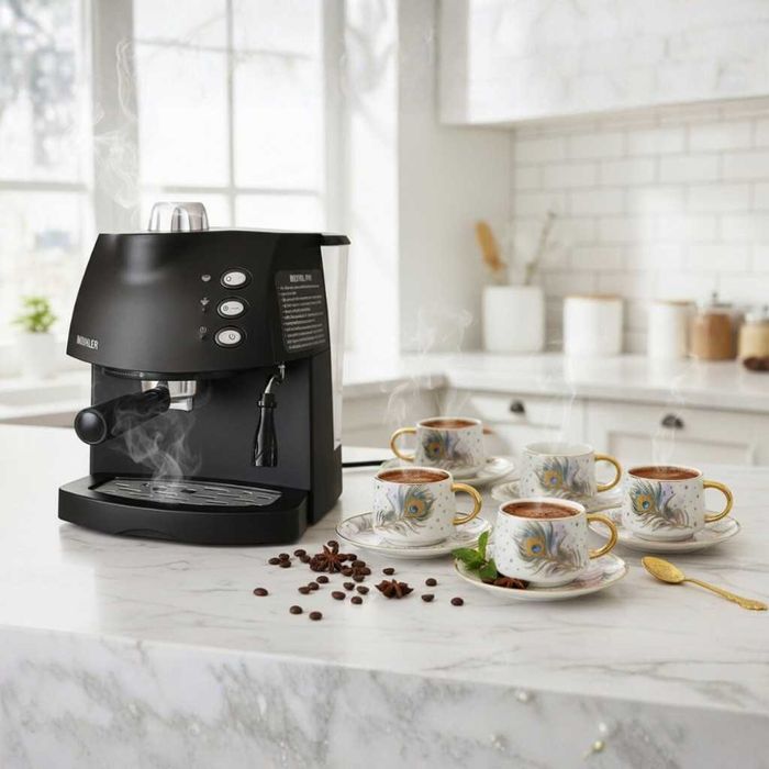 Еспресо машина MUHLER+Луксозен порцеланов сервиз