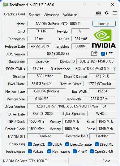 Placa video GIGABYTE GTX 1660 Ti OC 6G 192-bit