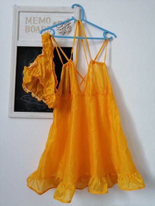 Set lenjerie de noapte sexy rochita galbena S-M 36/38