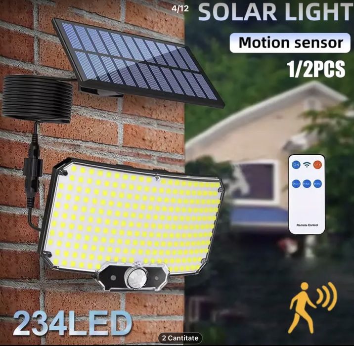 2 Bucăți lampă solară cu senzor de mișcare și telecomandă . NOUTATE !