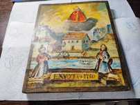 Icoana vintage catolica pe lemn