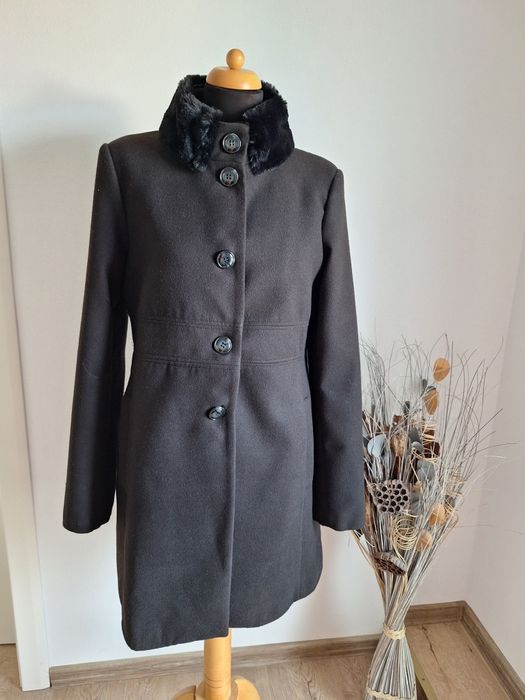 Palton negru lana marimea M
