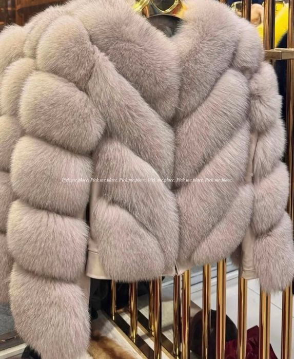 Палто от естествен косъм лисица и лама