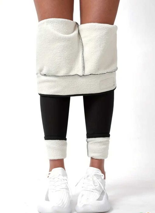 Pantaloni colanti Dama cu Talie elastica si Captuseala Blana, Negri