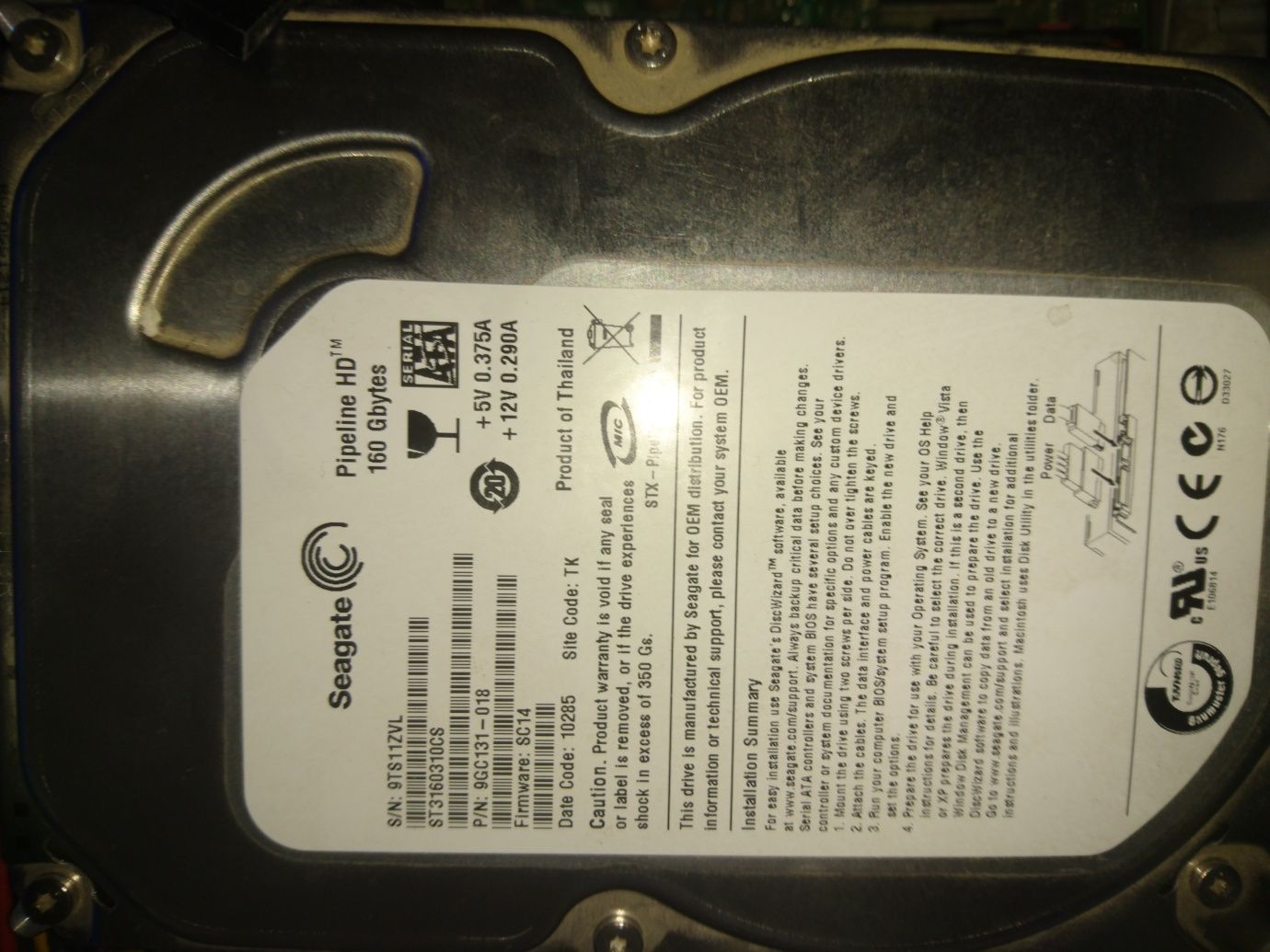 Vând urgent HDD Seagate 160 GB Sata