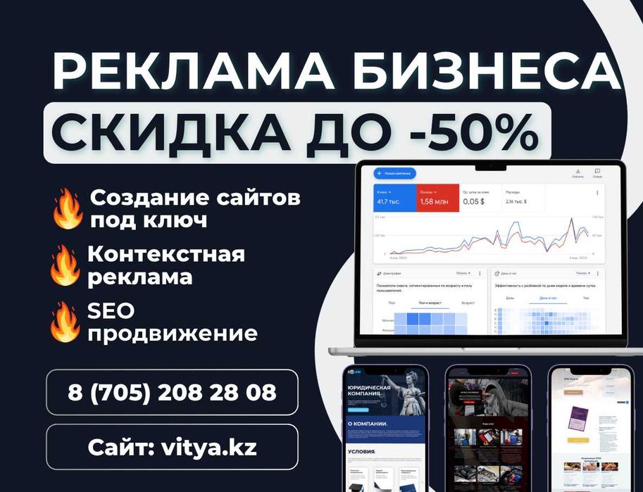 Продвижение сайтов, Создание сайтов, Контекстная реклама Google