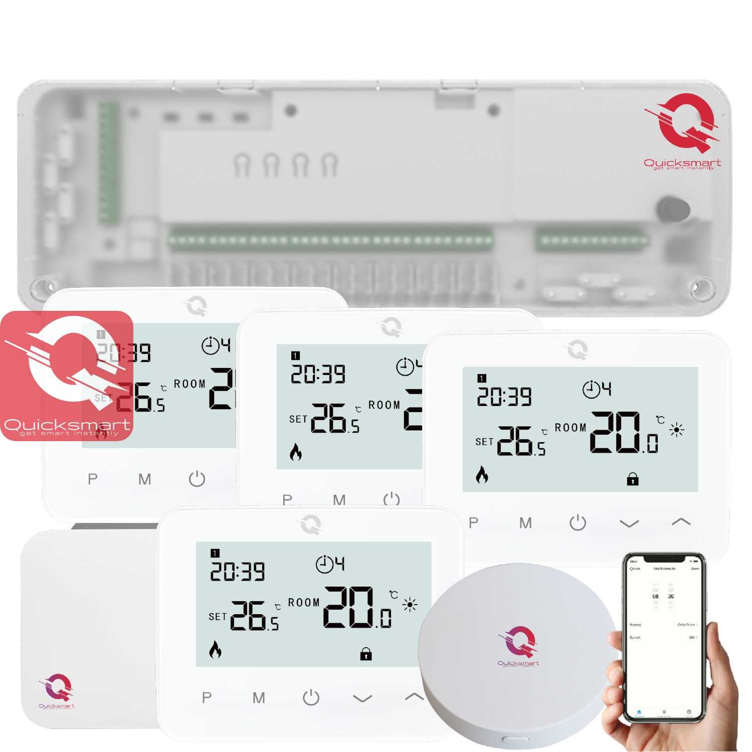 Automatizare Pardoseala Q20, 8 zone, 4x termostat Q20, Wireless, Smart